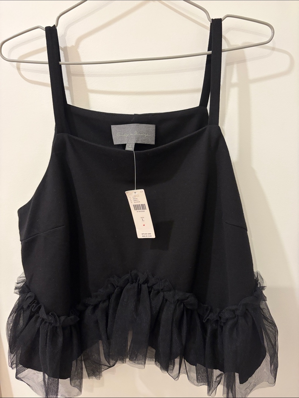 Sunday in Brooklyn Black Ruffle-Hem Camisole